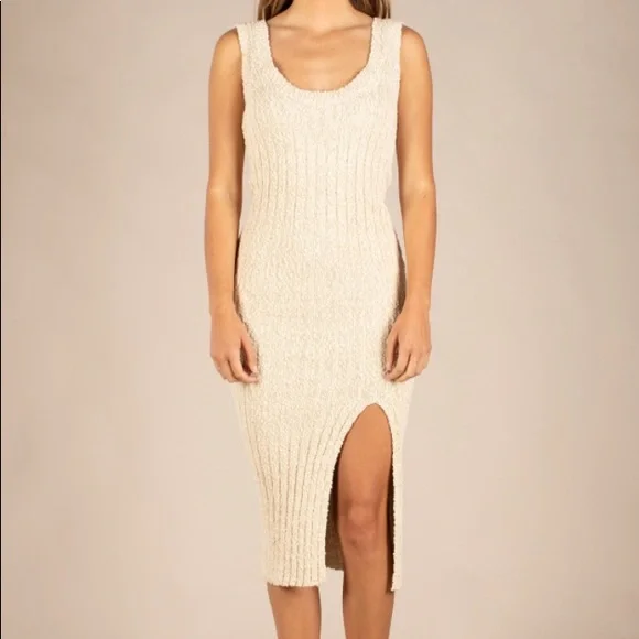 brigitte knit dress Baltic Born Womens Birgitta Ribbed Sweater Dress | Black + Gold